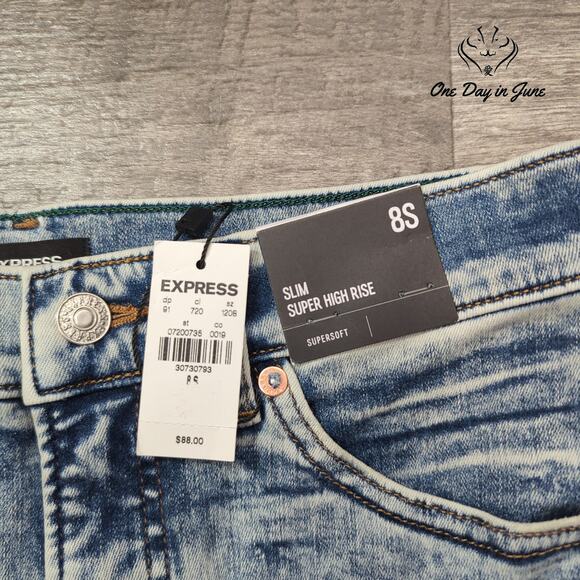 Express Slim Super High Rise Jeans Size 8S - Picture 2 of 6